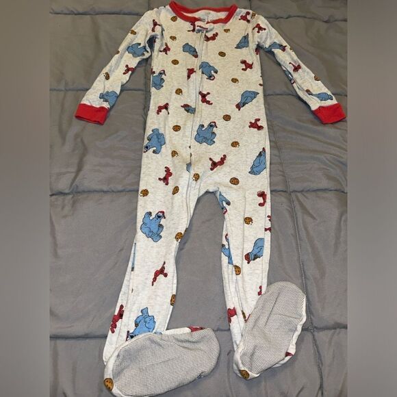 4t snug fit carters Sesame Street footed pajama Elmo and Cookie Monster - Picture 1 of 3